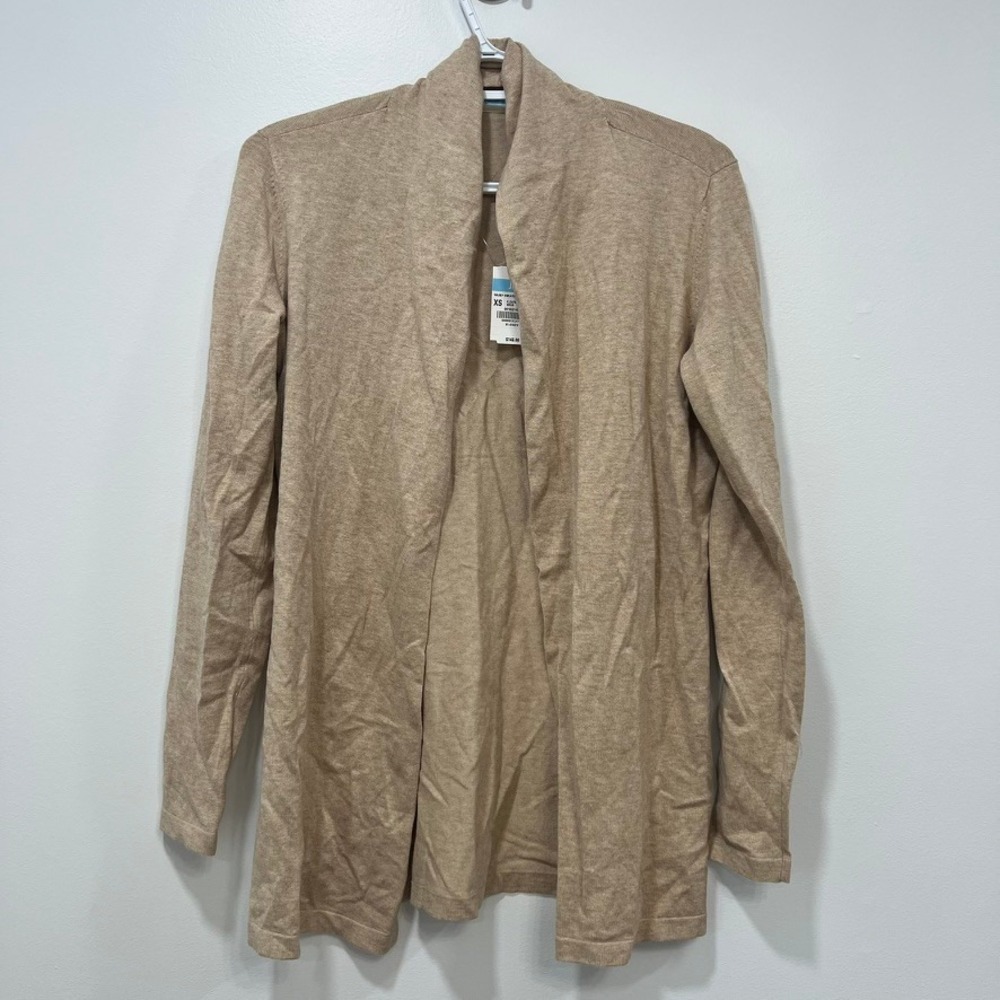 J Mclaughlin Halsey Sweater XS NWT $148‎ Long Sleeve Cardigan Open Cotton Tan